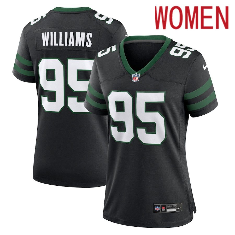 Women New York Jets 95 Quinnen Williams Nike Legacy Black Alternate Game NFL Jersey
